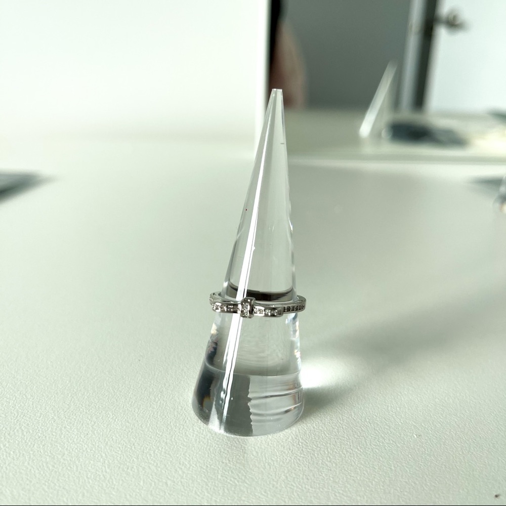 Silver Ribbon Bow Ring (CZ)
